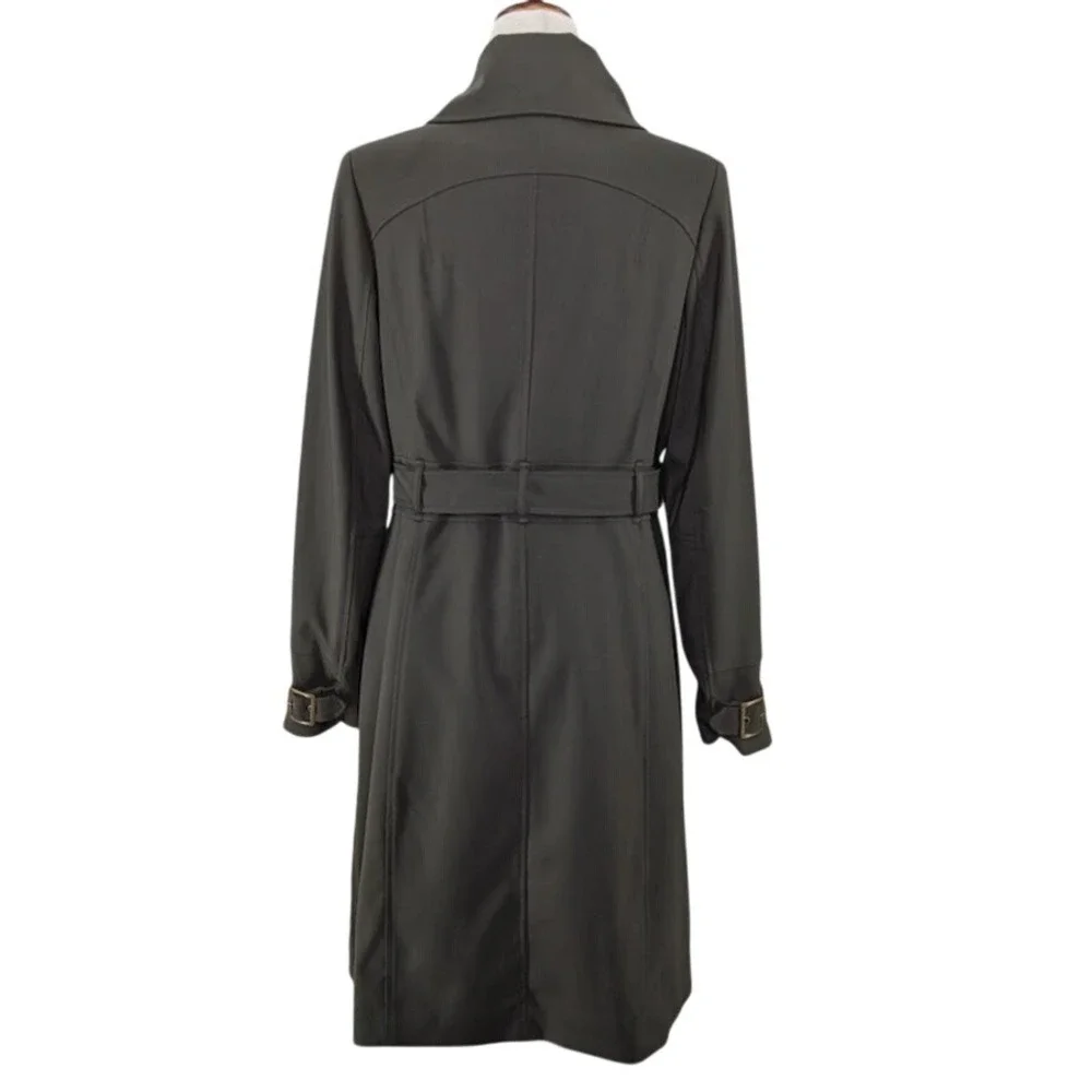 Vintage Green Military Trench‎ Coat Kristen Blake Studio Collection Belted M - Picture 4 of 7